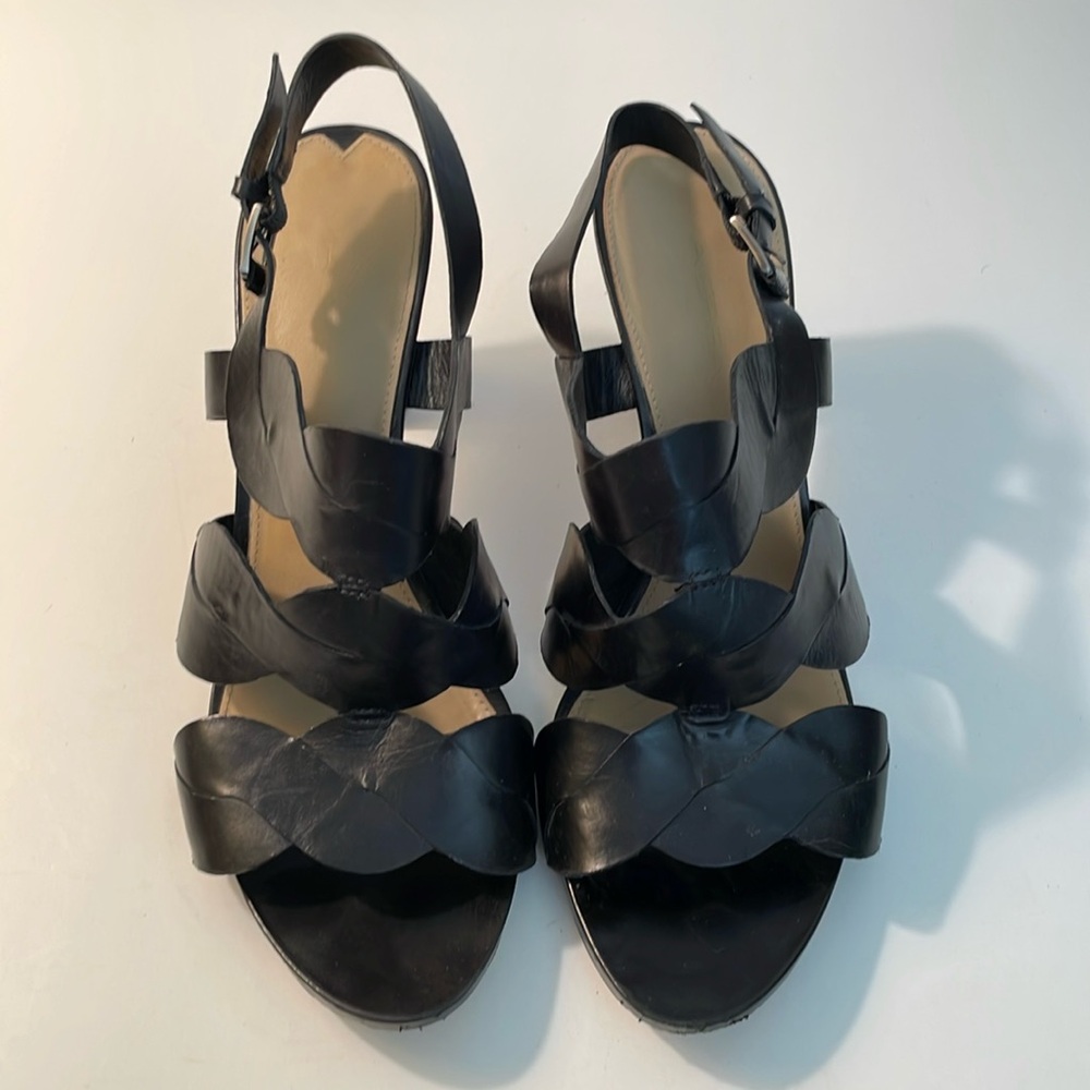 Via Spiga Leather Sandals in Black Size 11